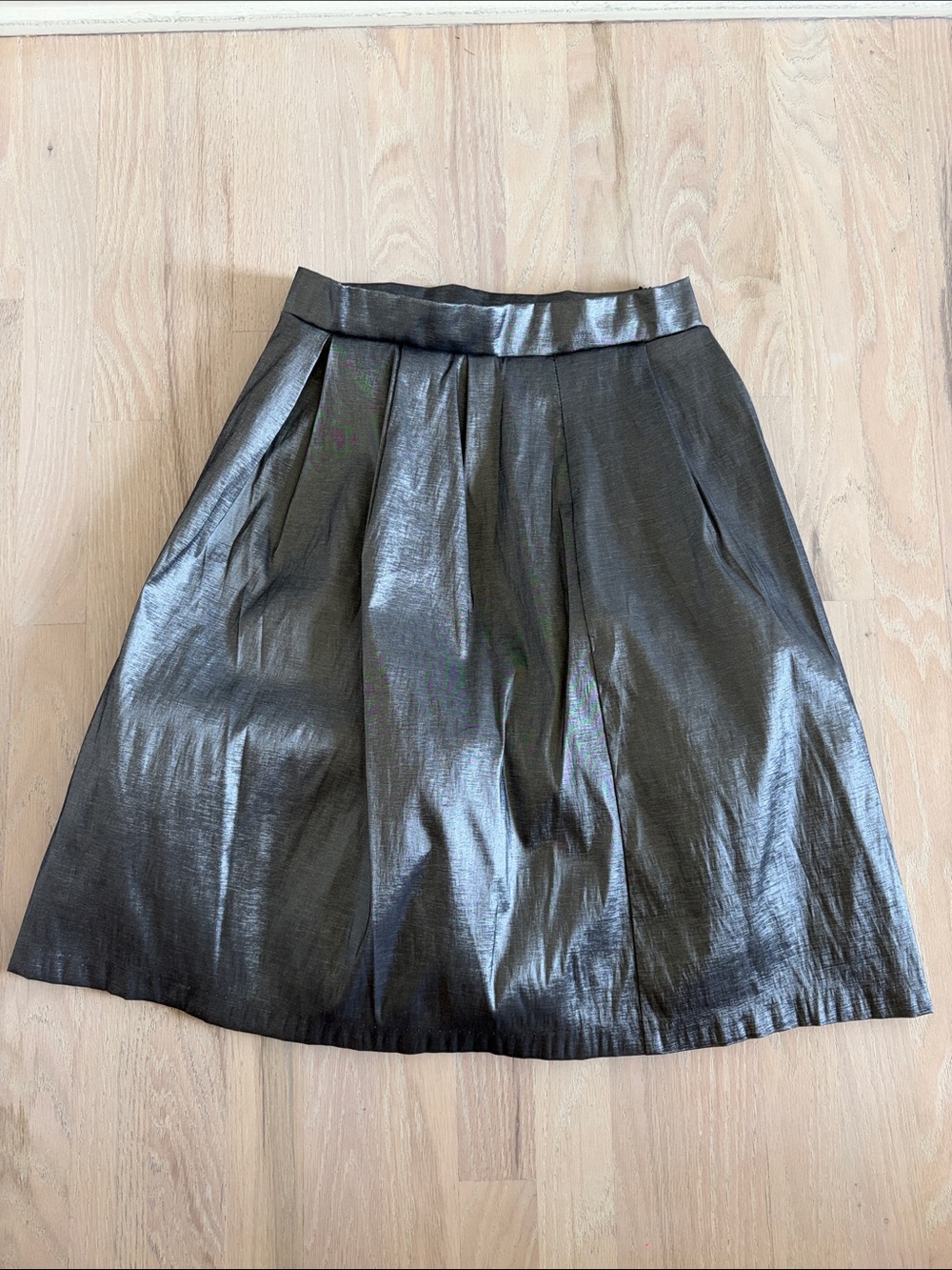 ChettaB Metallic Black Pleated A-Line Skirt
